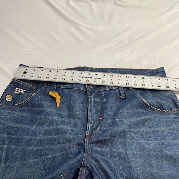 G Star Raw Dark Wash Whiskered Tapered Denim Jeans Size 38 X 34 - Picture 2 of 9